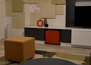 Apartament cu compoziție murală în living – București – Arhitectura de interior